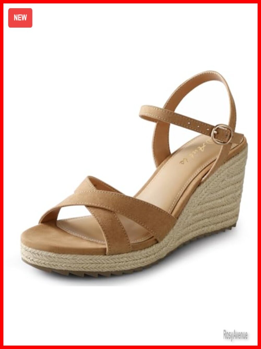 Wedge Sandals for Women Espadrille Open Toe Cross Band Ankle Strap High Heel